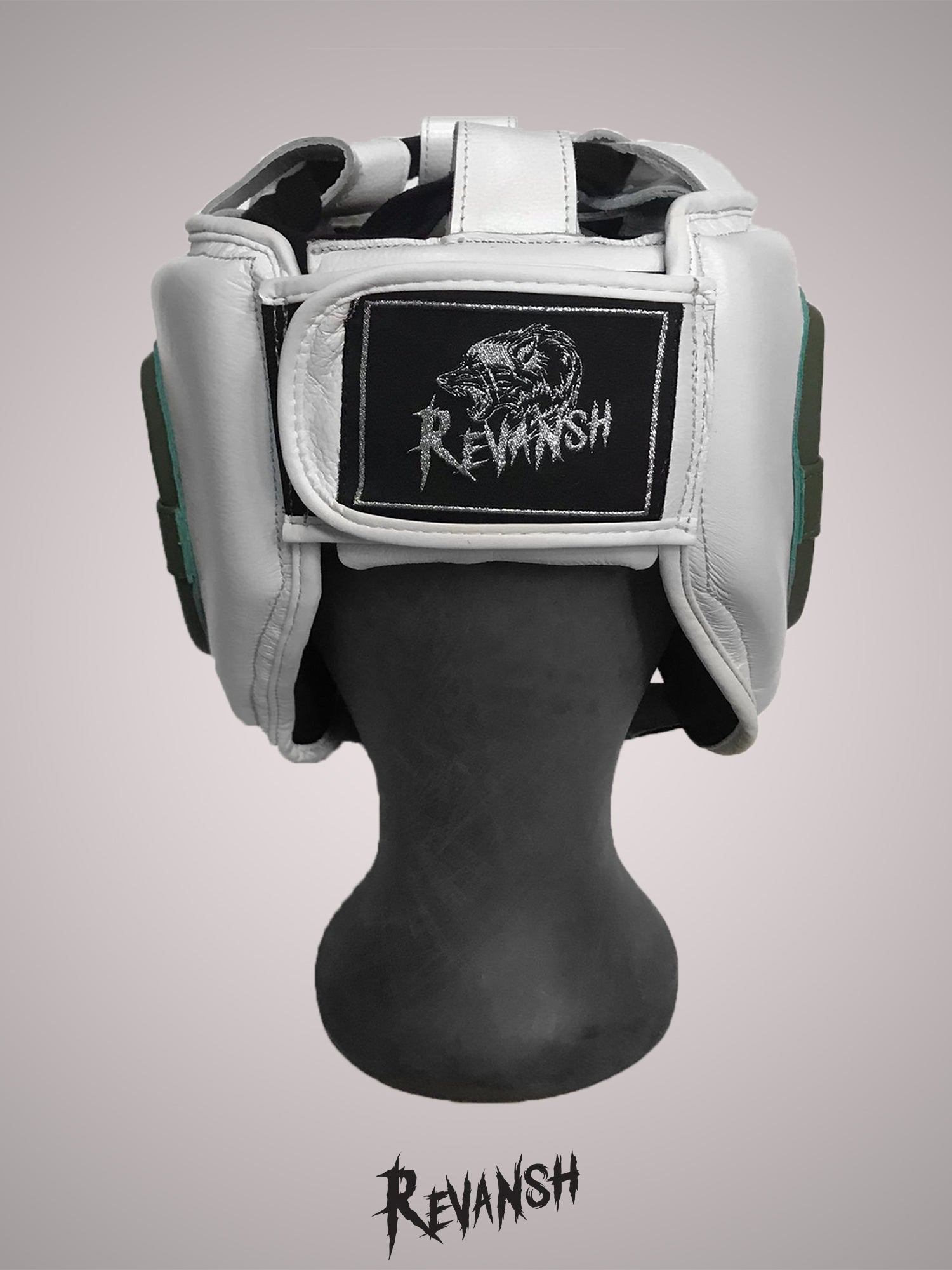 Bumper helmet, HGD009, white-green, leather