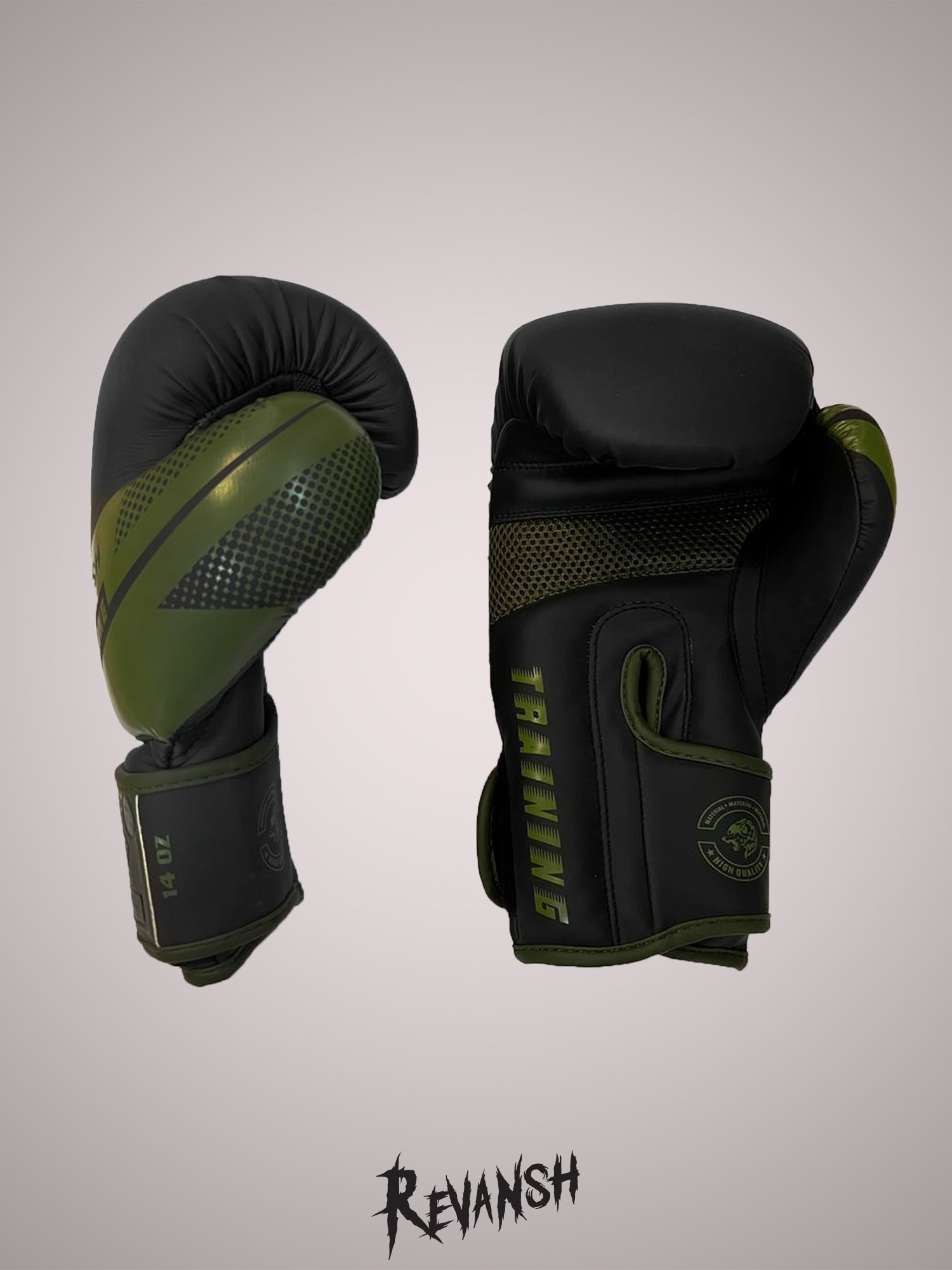 Boxing gloves REVANSH NEO, black-khaki