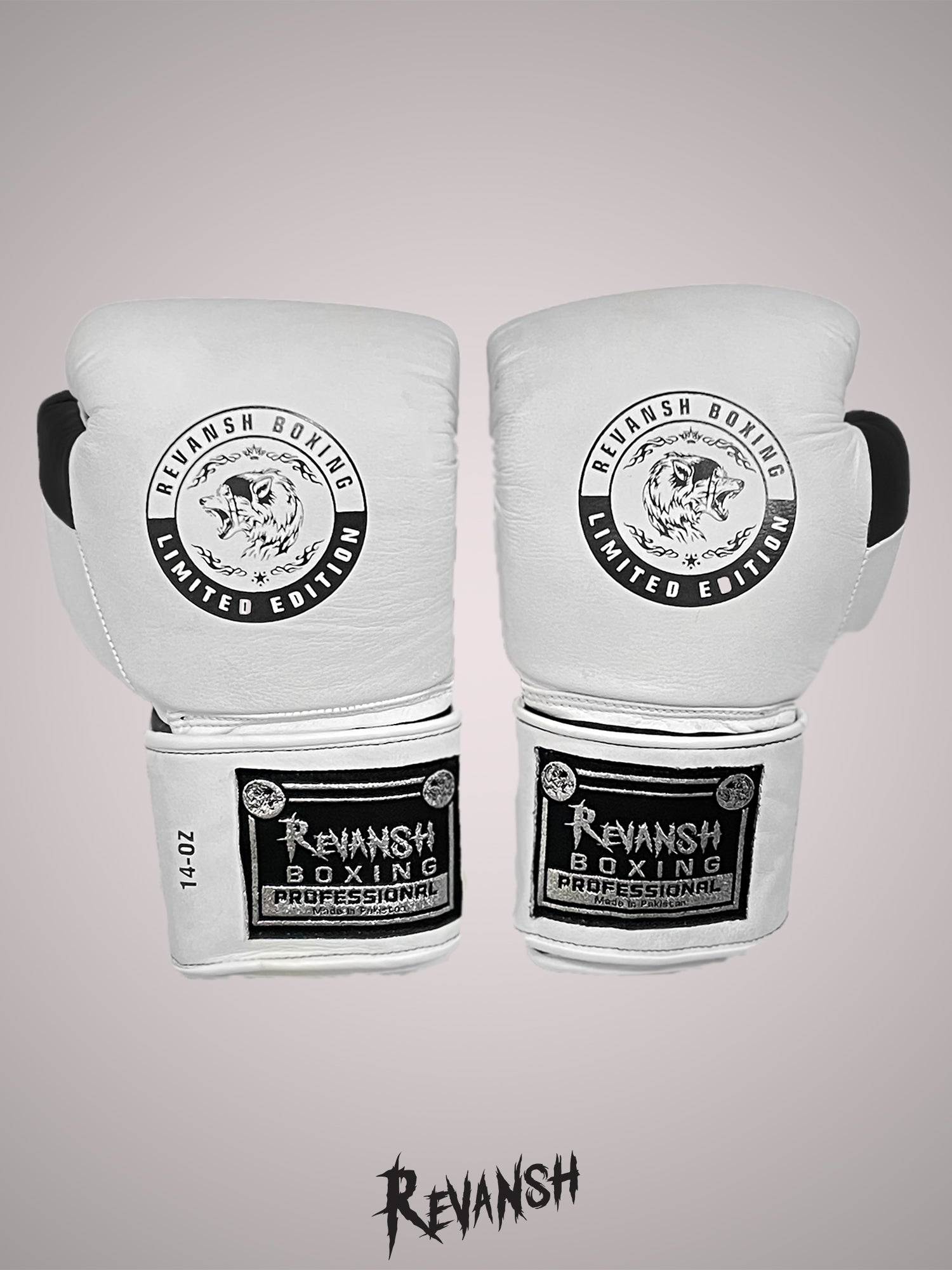 Boxing gloves REVANSH PRO, BGL001, Black & white, natural