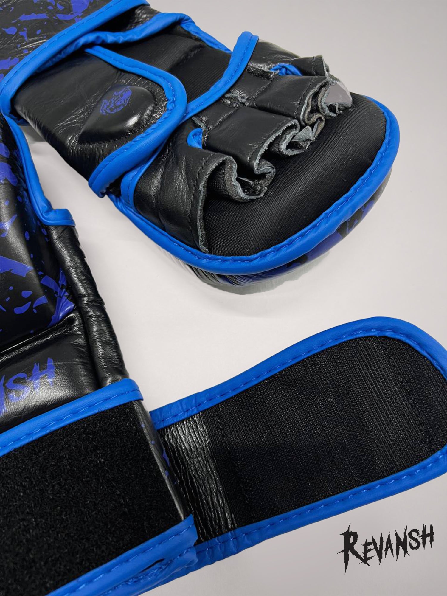 Gloves HYBRID REVANSH MMA UNION OF RUSSIA, black-blue, leather