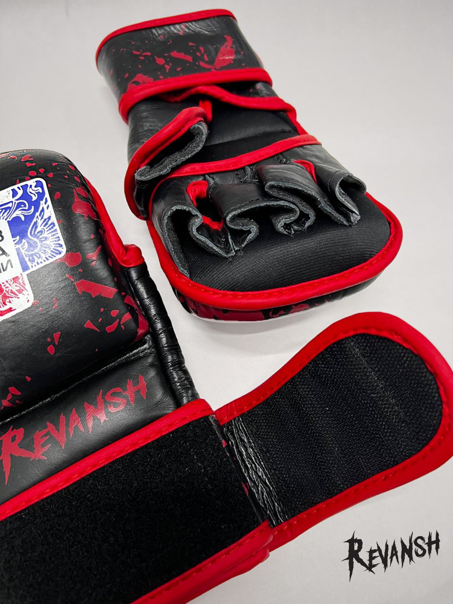 Gloves HYBRID REVANSH MMA UNION OF RUSSIA, black-red, leather