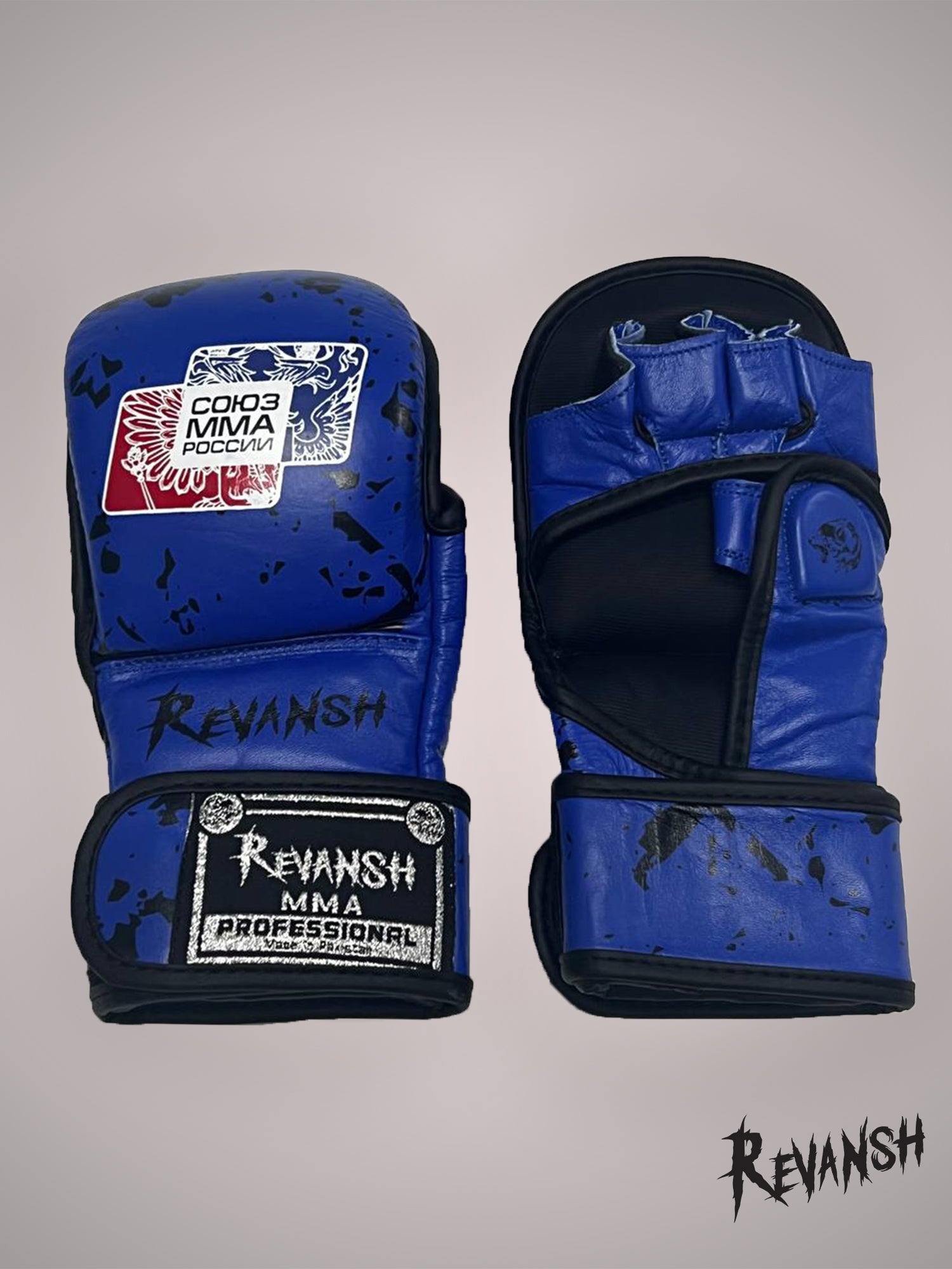 Gloves HYBRID REVANSH MMA UNION OF RUSSIA, blue, leather