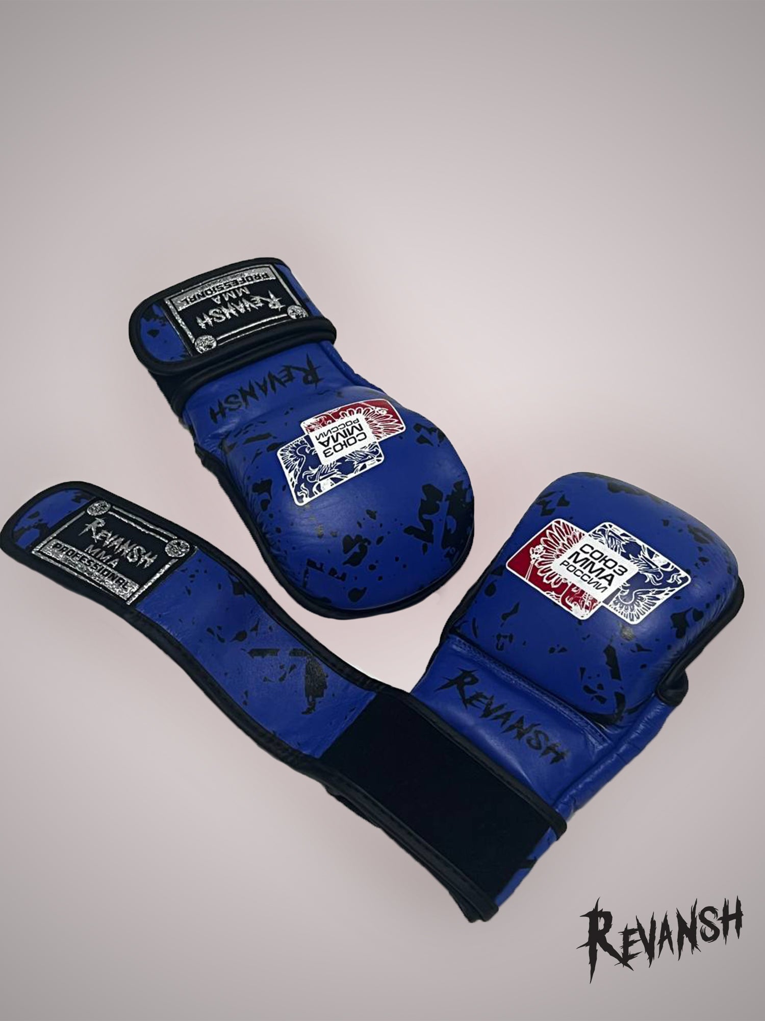 Gloves HYBRID REVANSH MMA UNION OF RUSSIA, blue, leather