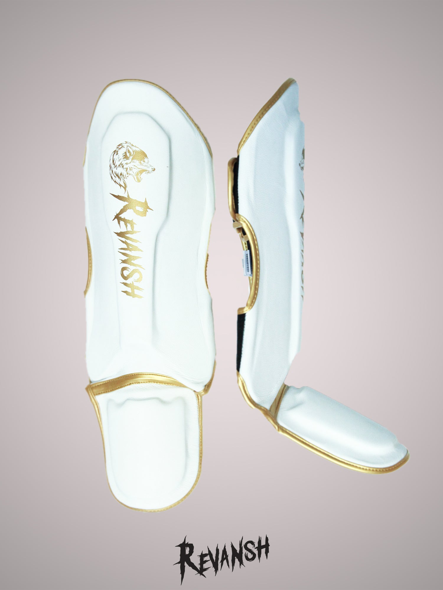 REVANSH shin and foot protection, white, genuine leather
