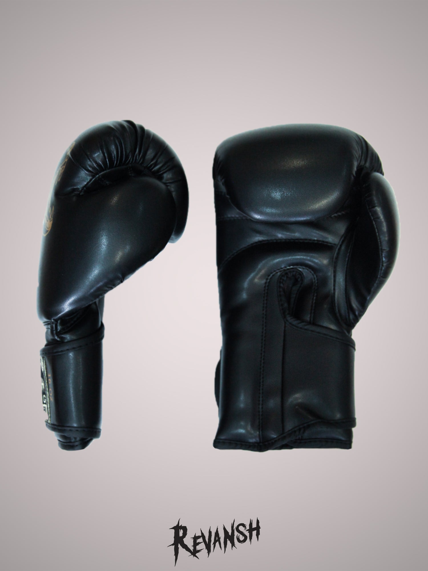 REVANSH boxing gloves, children's, black and gold