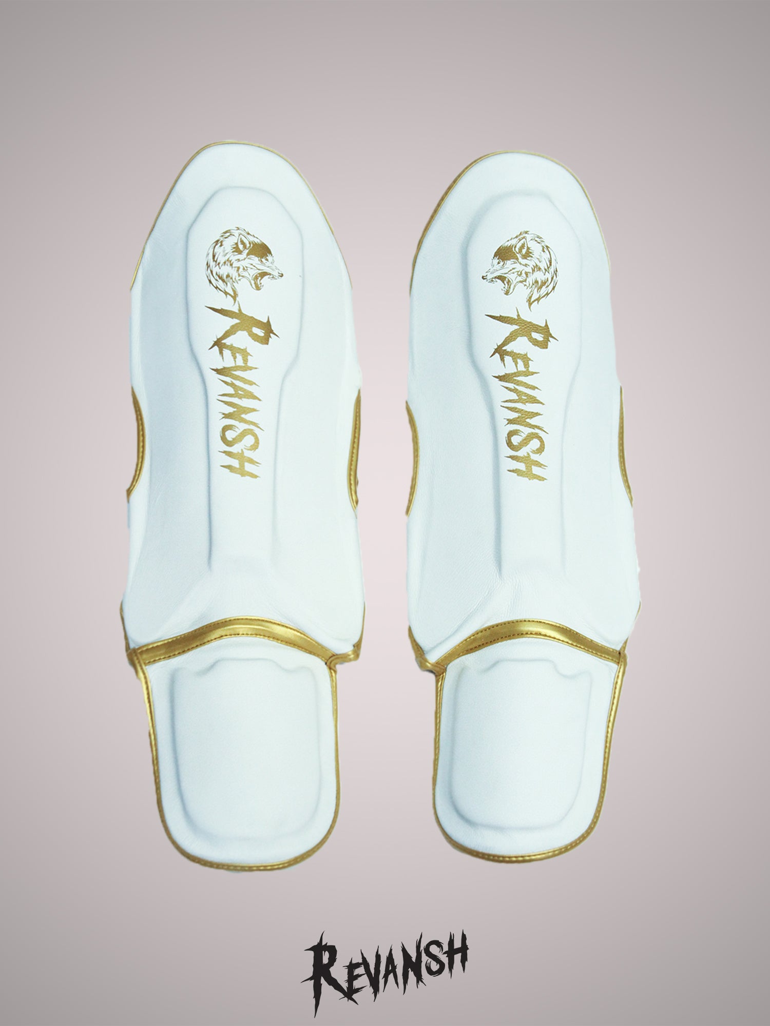 REVANSH shin and foot protection, white, genuine leather