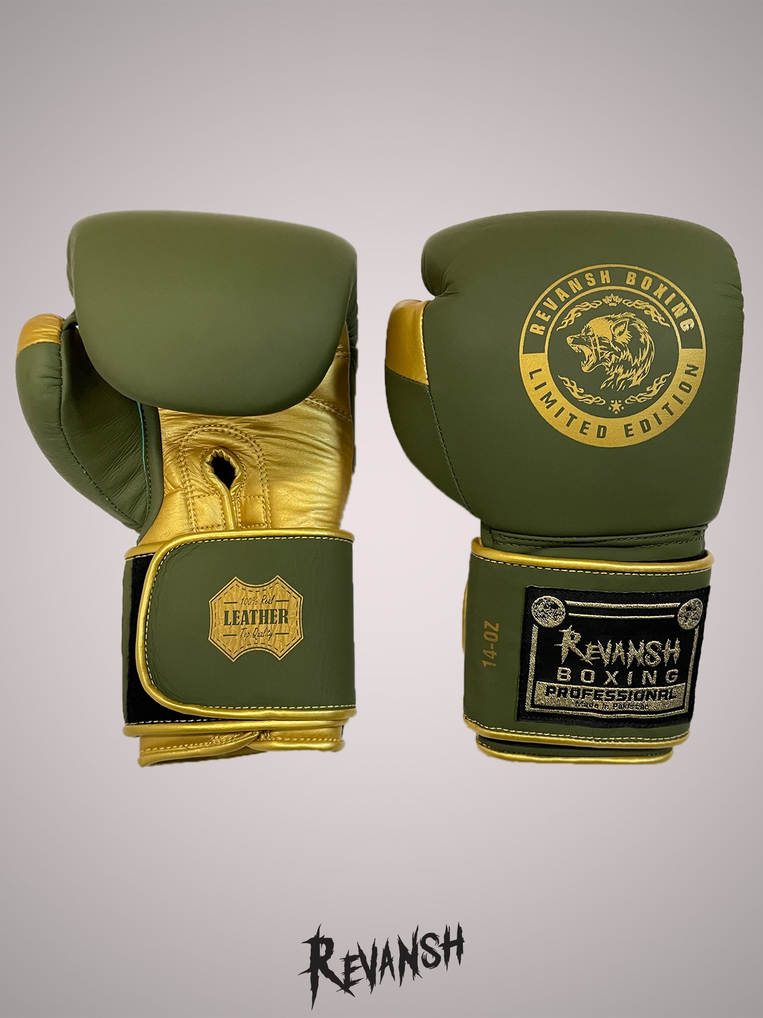 Boxing gloves REVANSH, khaki-gold, natural, BGL029GRGN