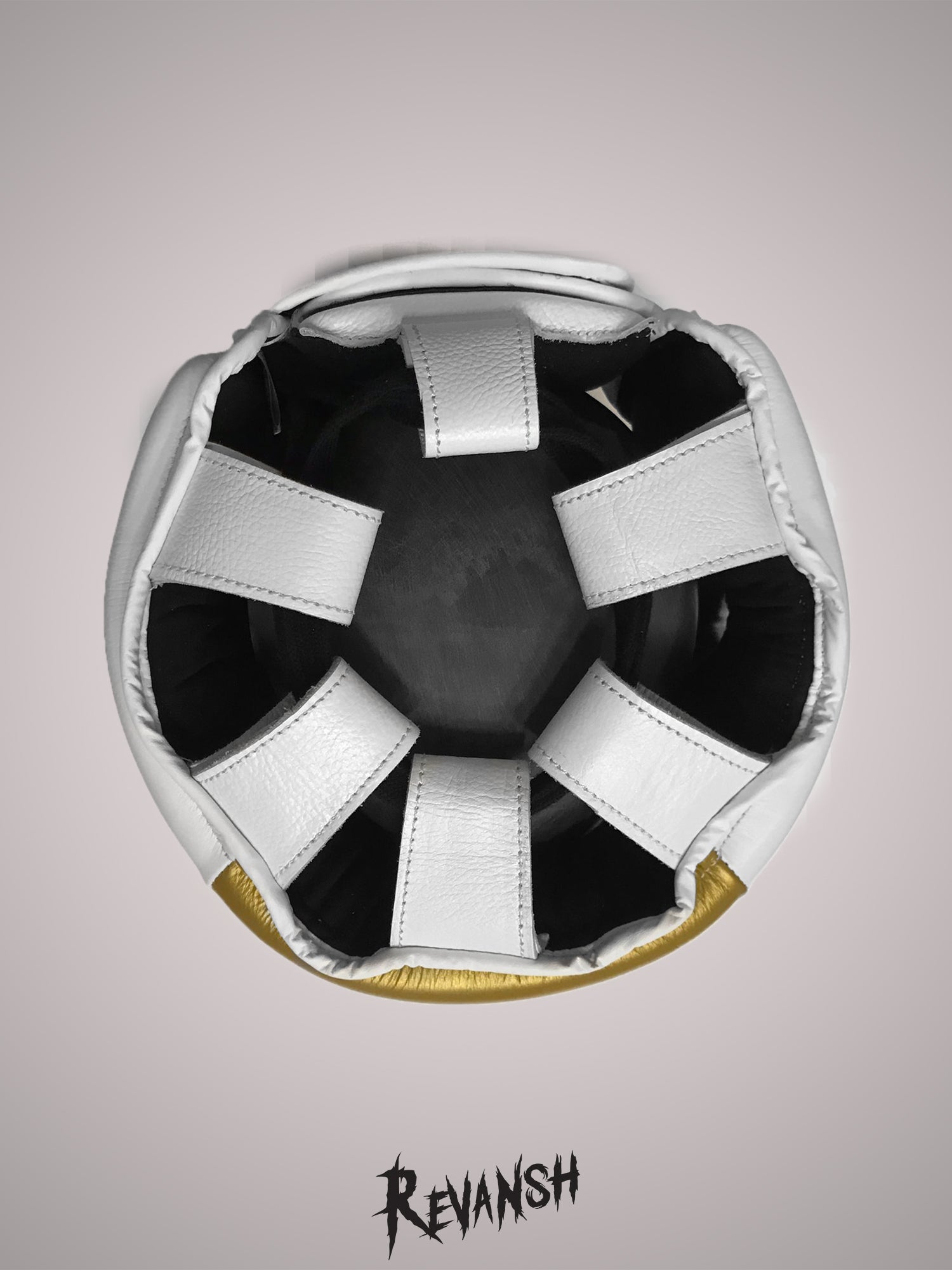 Bumper helmet, HGD009WTGN, white-gold, leather