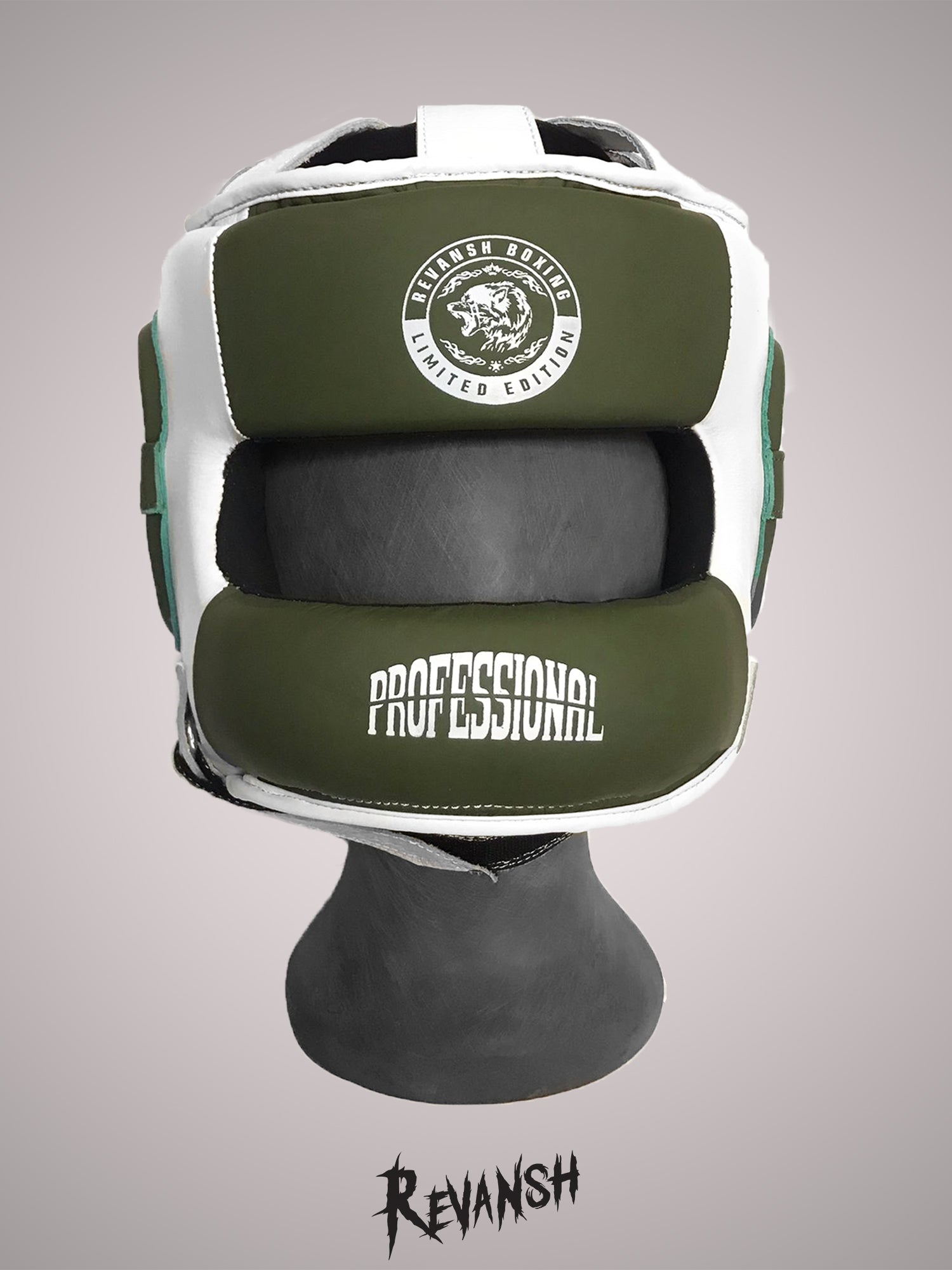 Bumper helmet, HGD009, white-green, leather