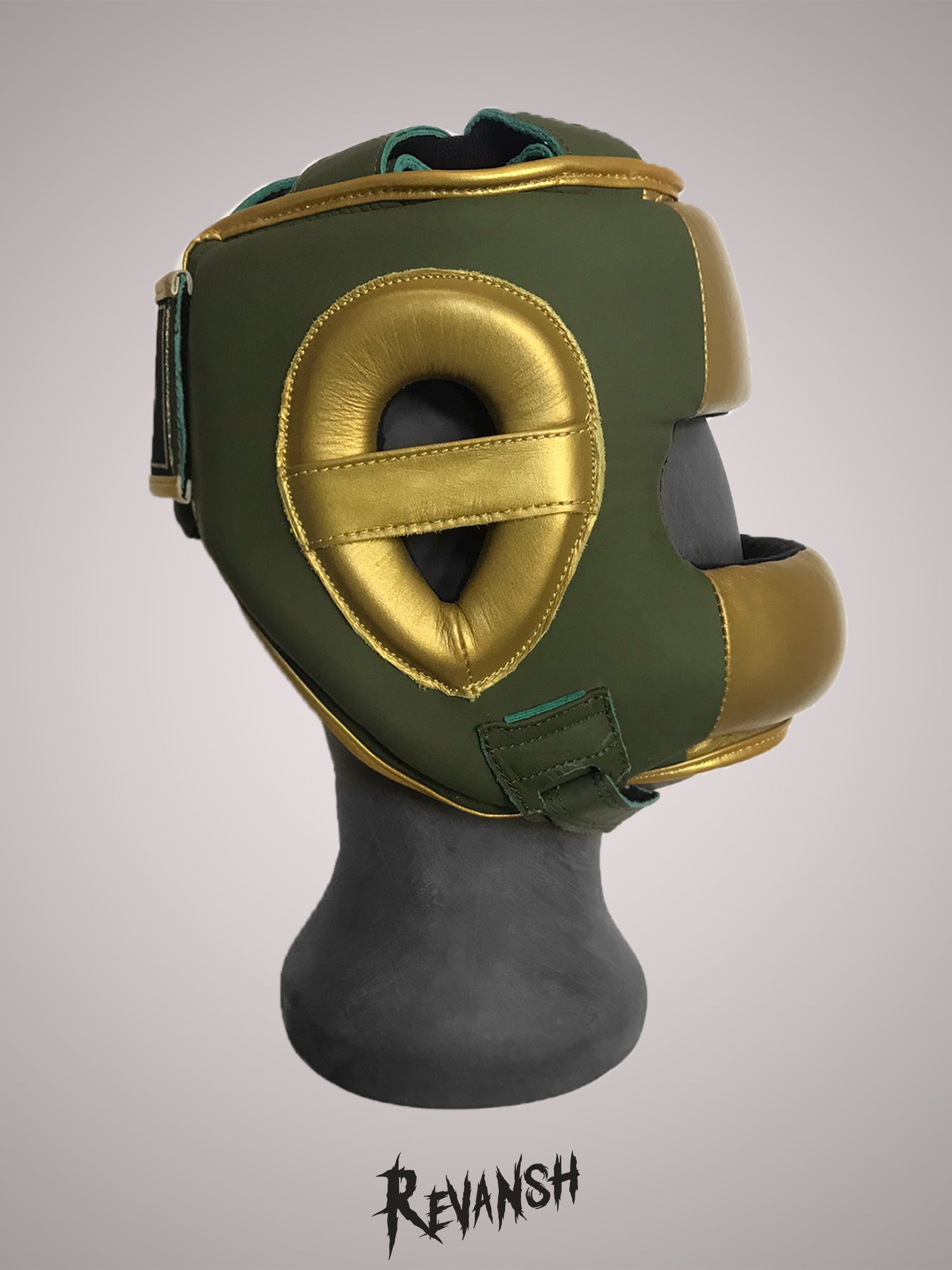 Bumper helmet, HGD009, white-green, leather