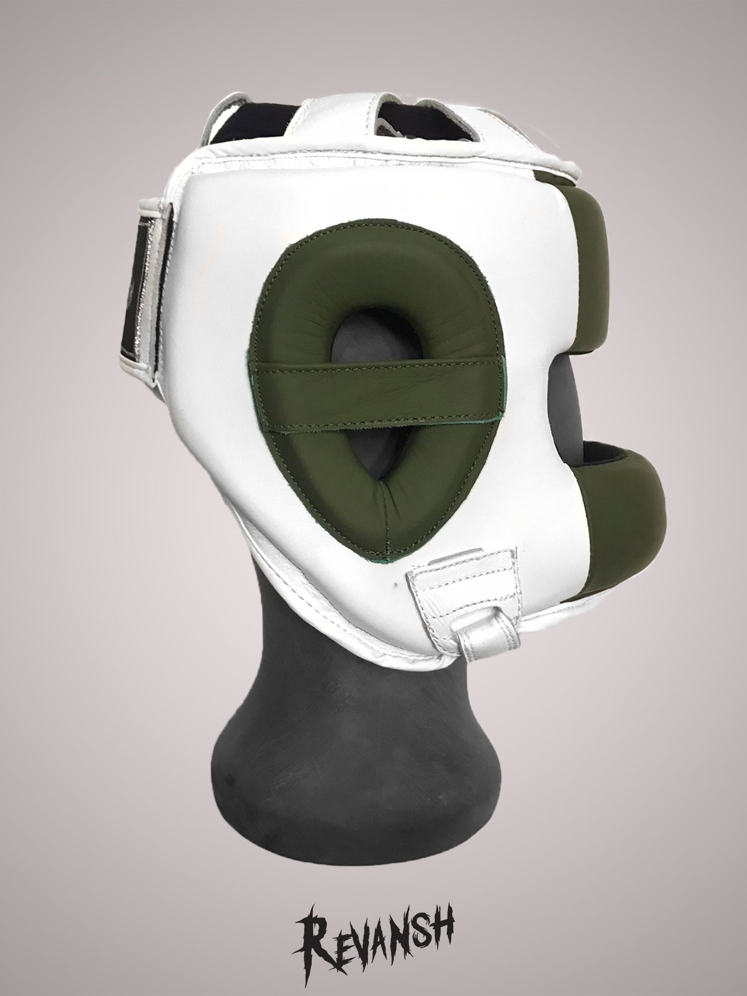 Bumper helmet, HGD009, white-green, leather