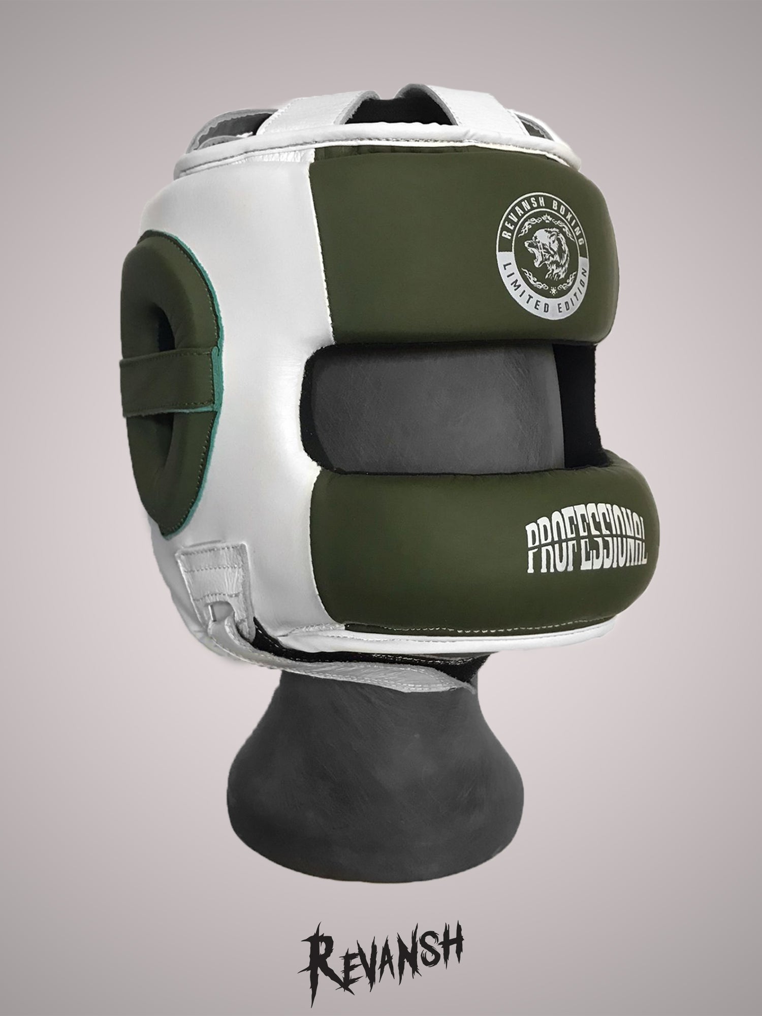 Bumper helmet, HGD009, white-green, leather