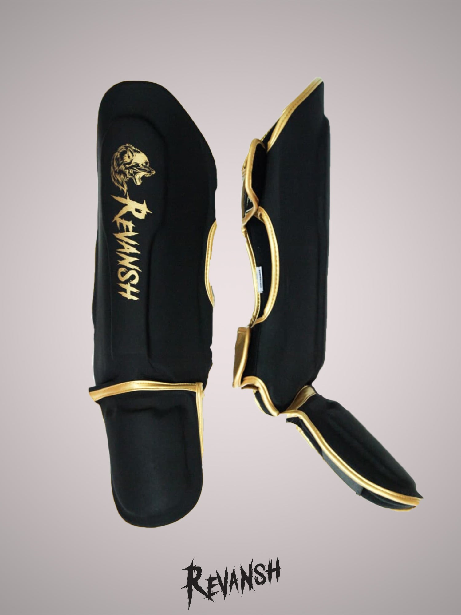 REVANSH shin guard, black, genuine leather