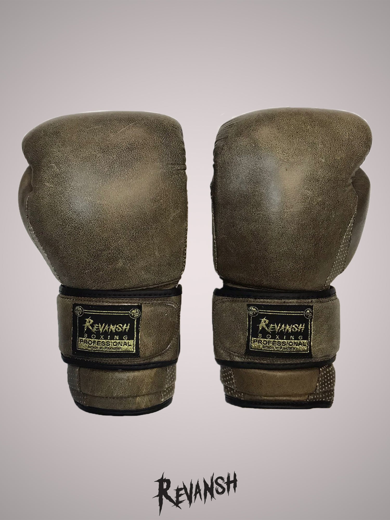 Boxing gloves REVANSH, Cracker, Grey & brown, genuine leather