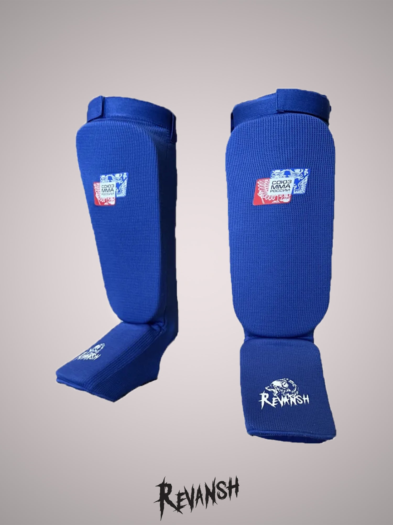 Shin and foot protection SS005BE, MMA Union of Russia, blue