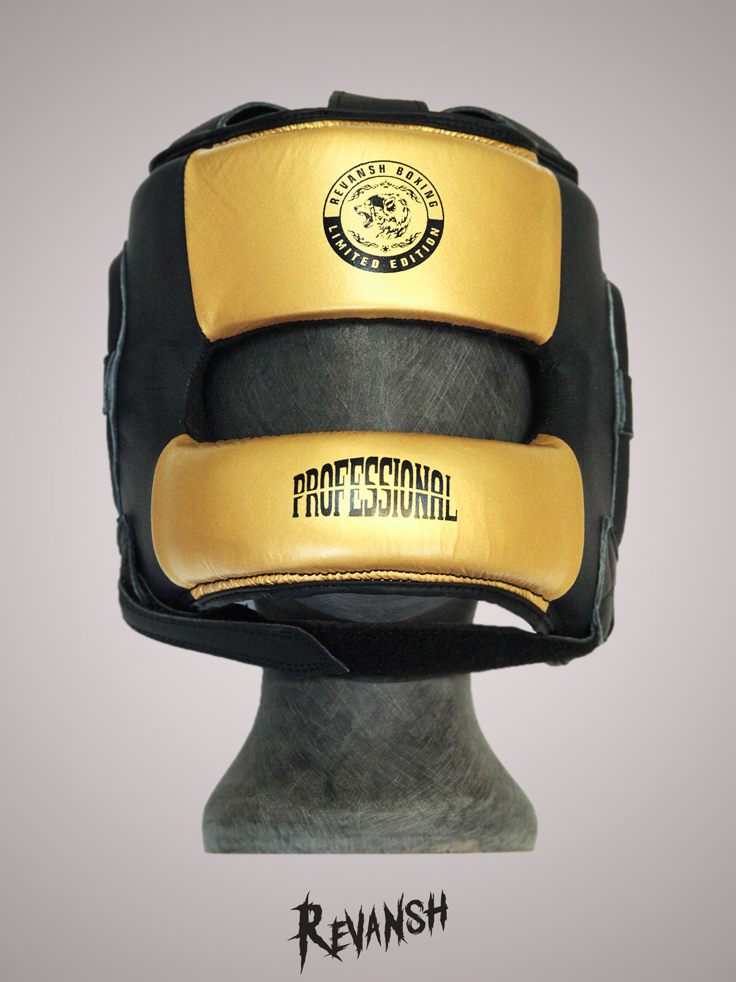 Bumper helmet, HGD004BLGN, black and gold, leather