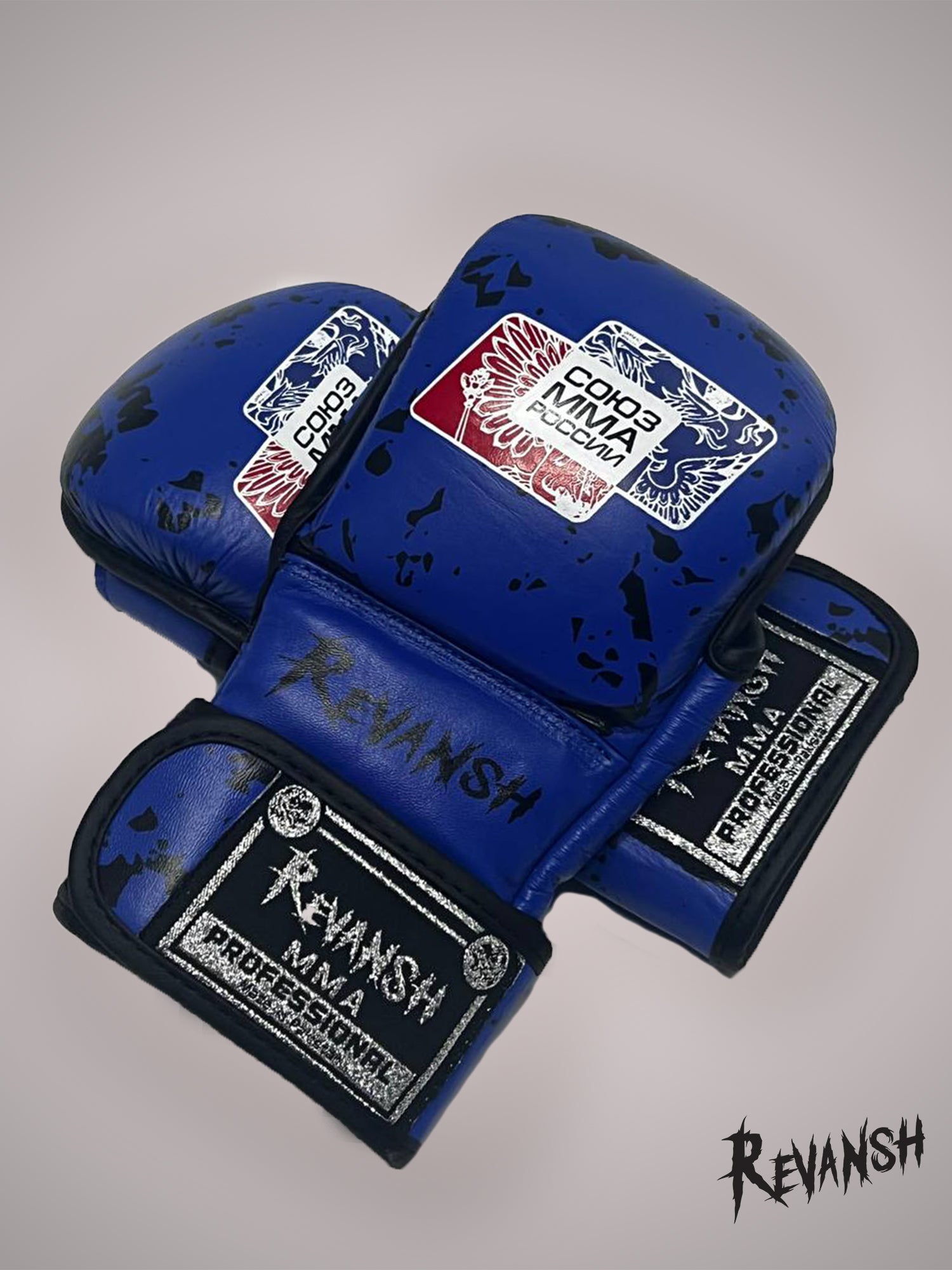 Gloves HYBRID REVANSH MMA UNION OF RUSSIA, blue, leather