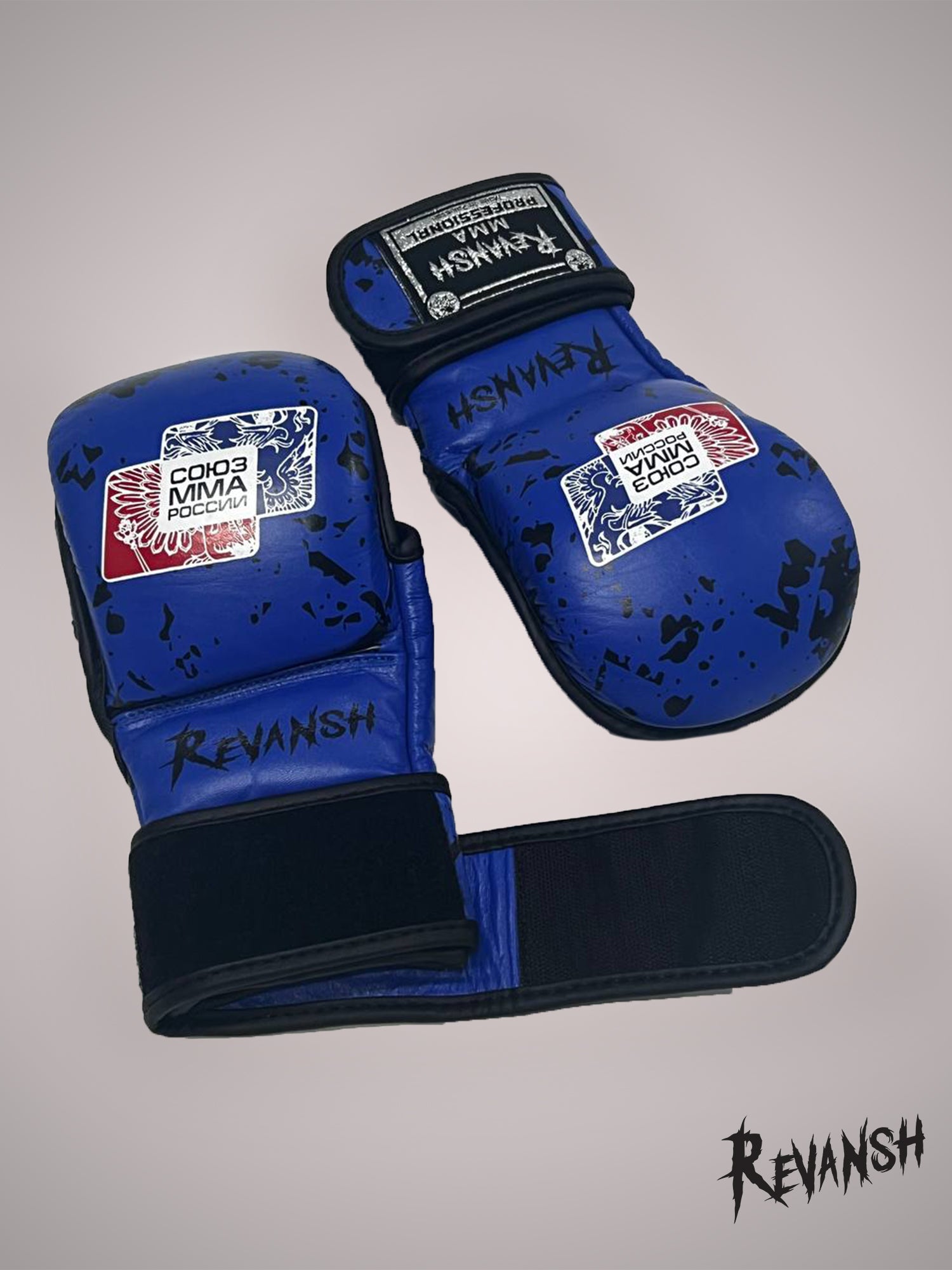 Gloves HYBRID REVANSH MMA UNION OF RUSSIA, blue, leather