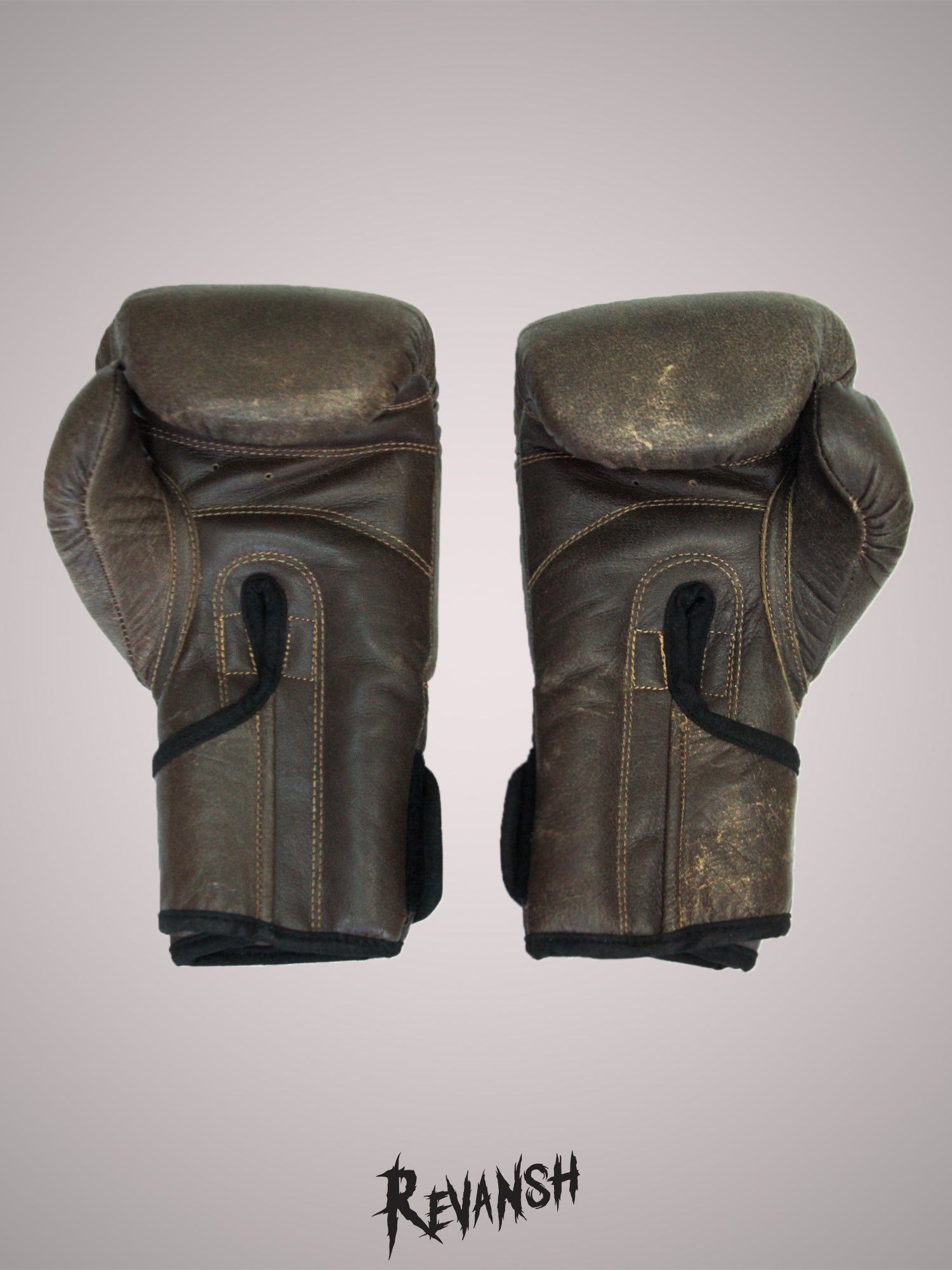 Boxing gloves RETRO, With Embossed Logo , brown, genuine leather