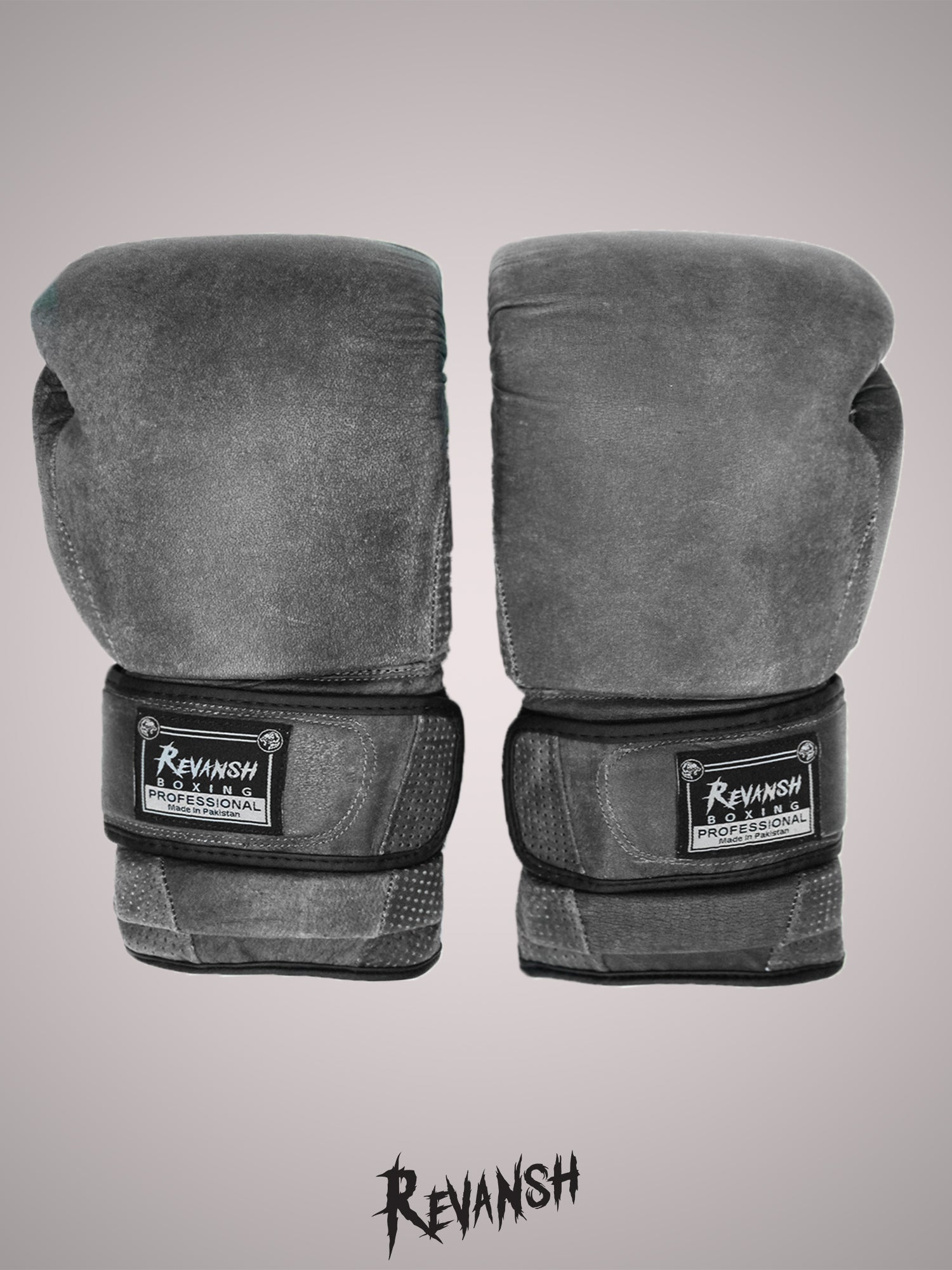 Boxing gloves REVANSH, Cracker, Grey & brown, genuine leather