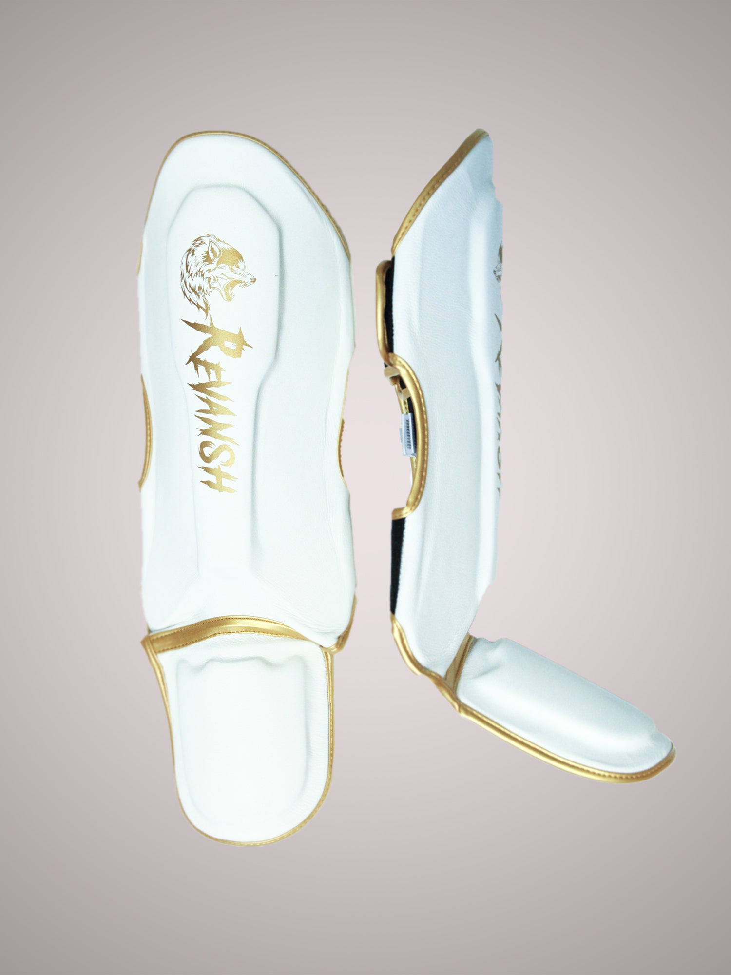 REVANSH shin and foot protection, white, genuine leather