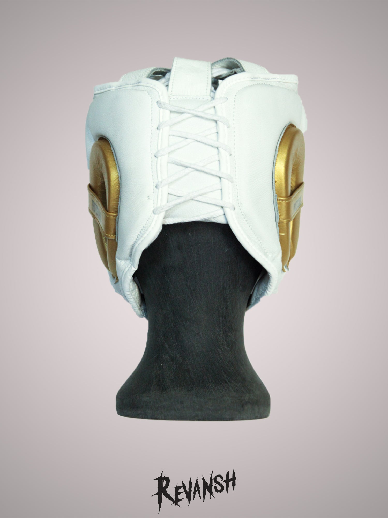 Mexican style helmet, HGD005WTGN, white and gold, leather