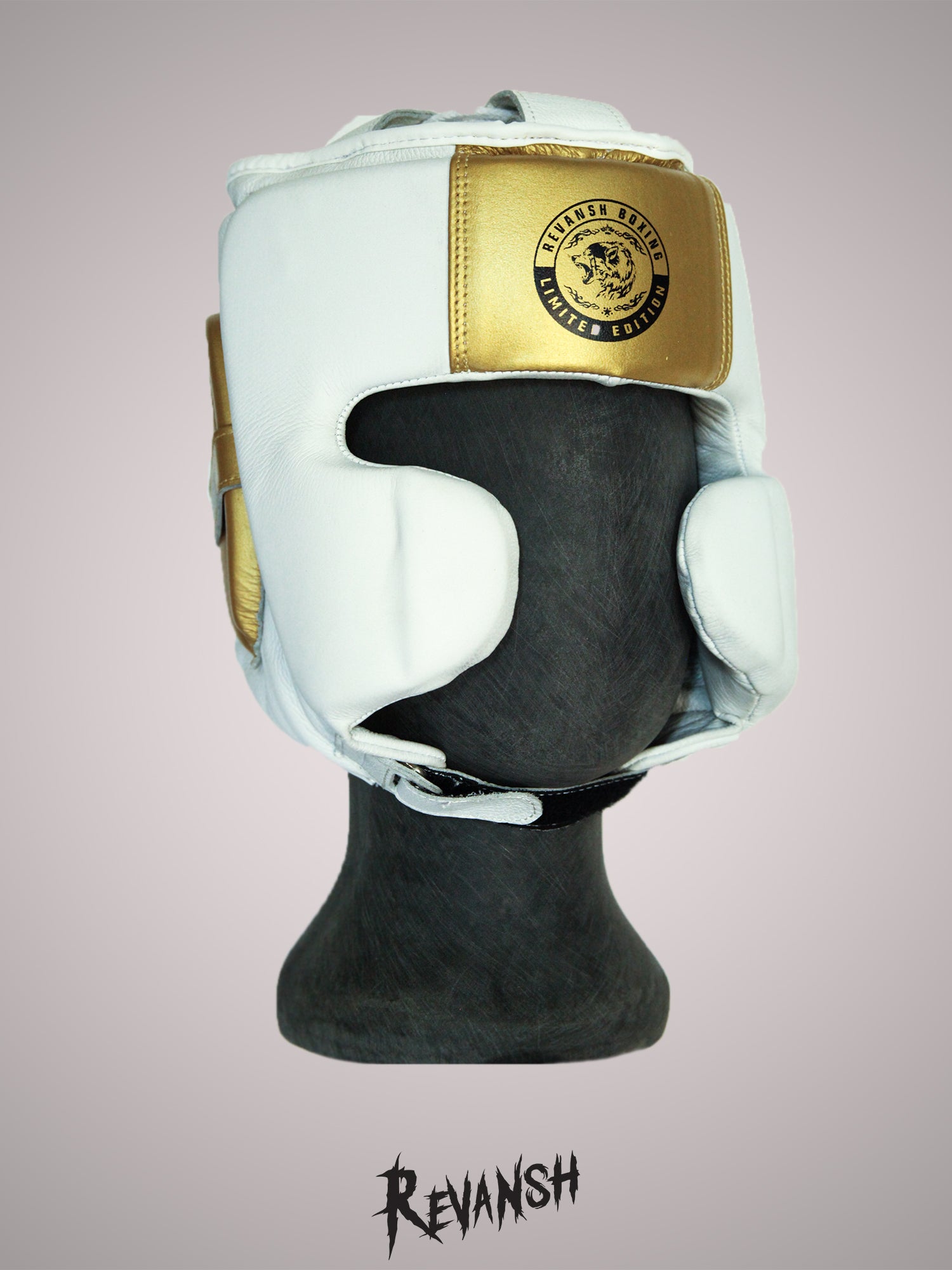Mexican style helmet, HGD005WTGN, white and gold, leather