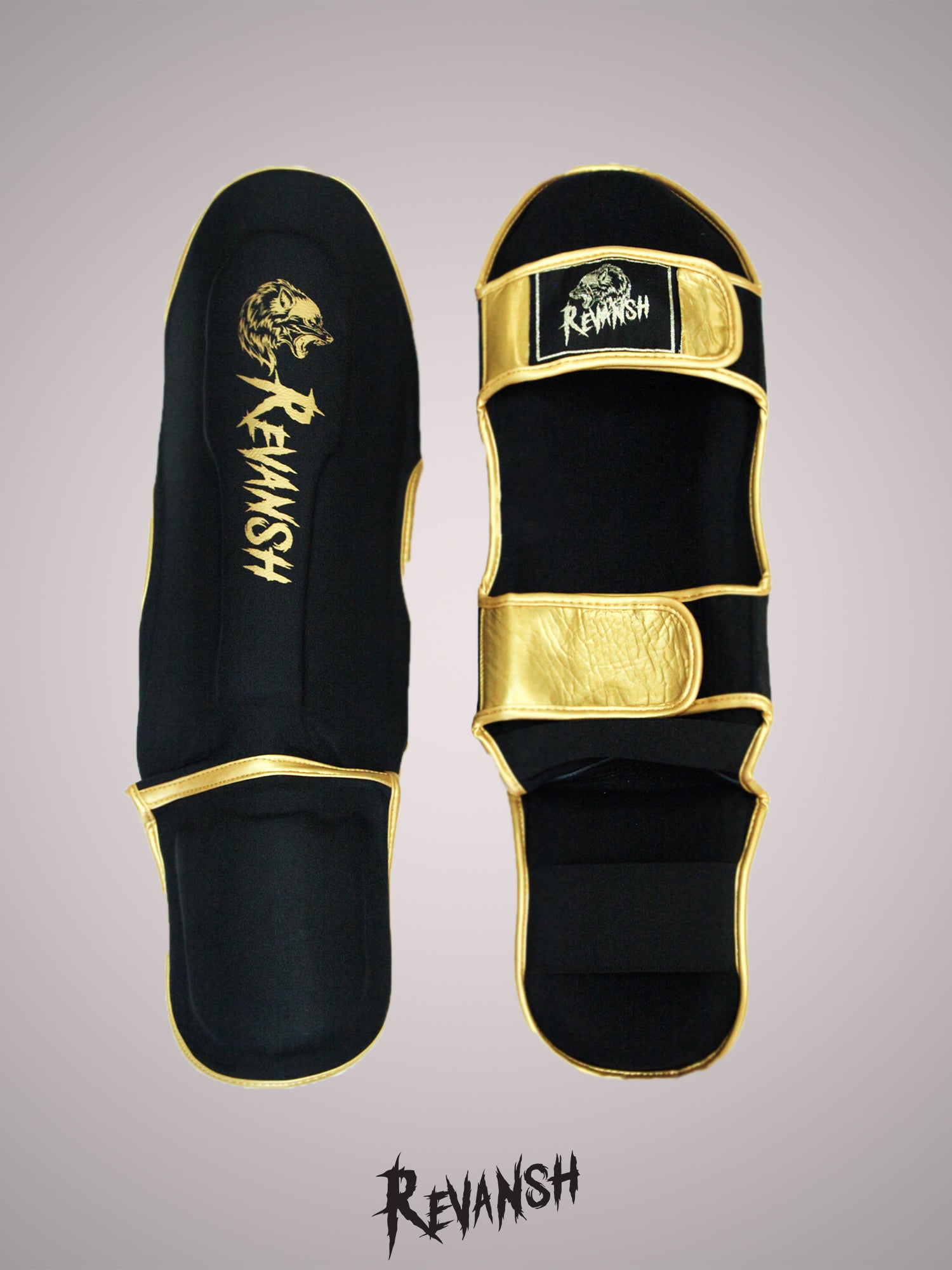 REVANSH shin guard, black, genuine leather