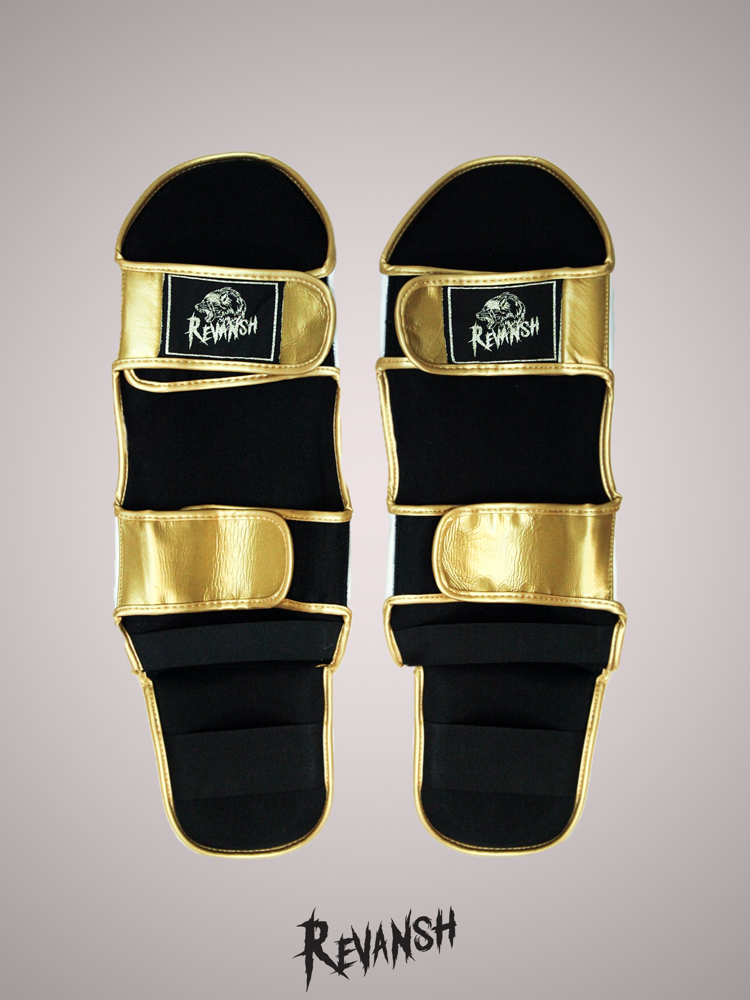 REVANSH shin and foot protection, black, artificial leather