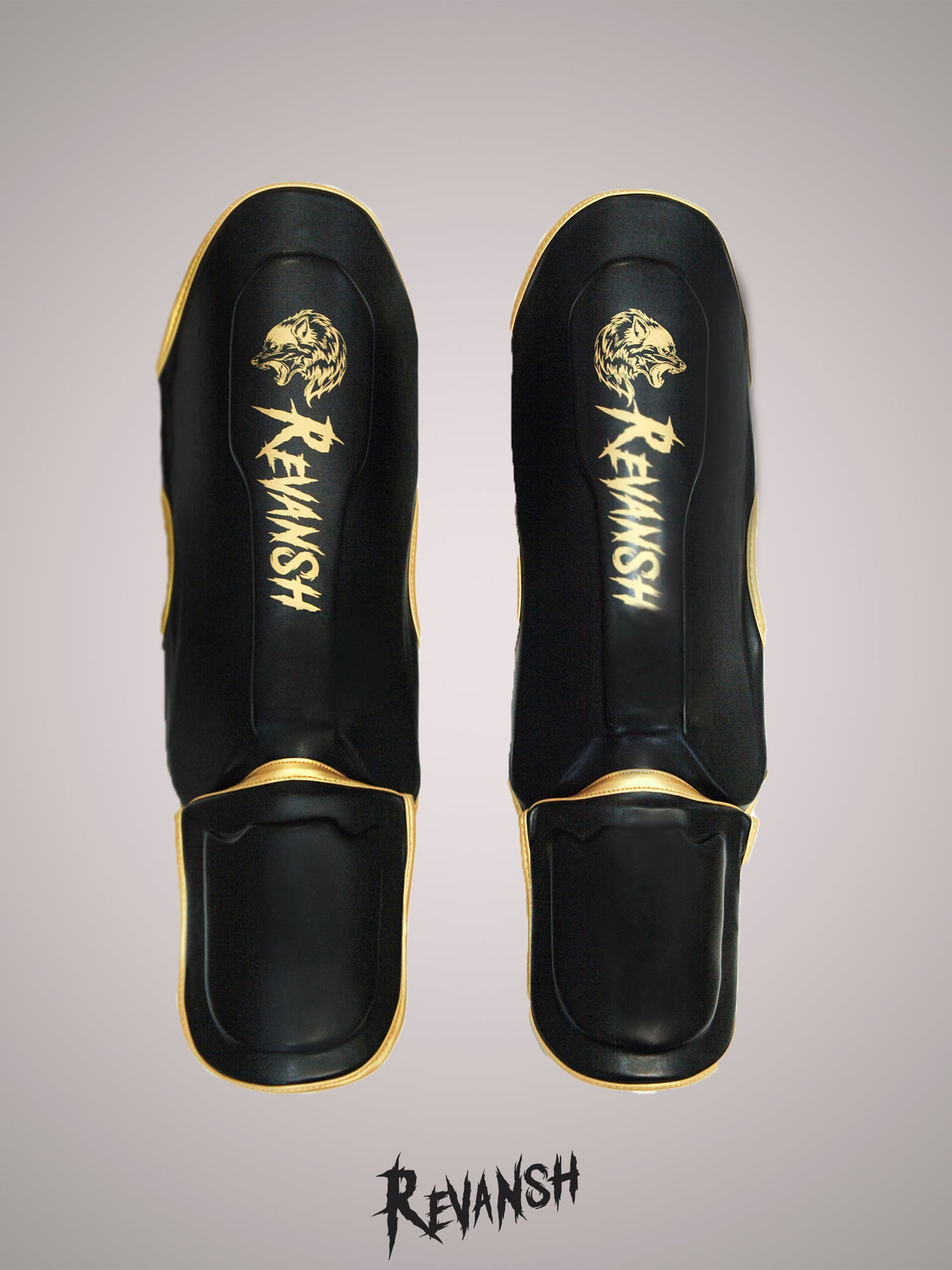 REVANSH shin and foot protection, black, artificial leather
