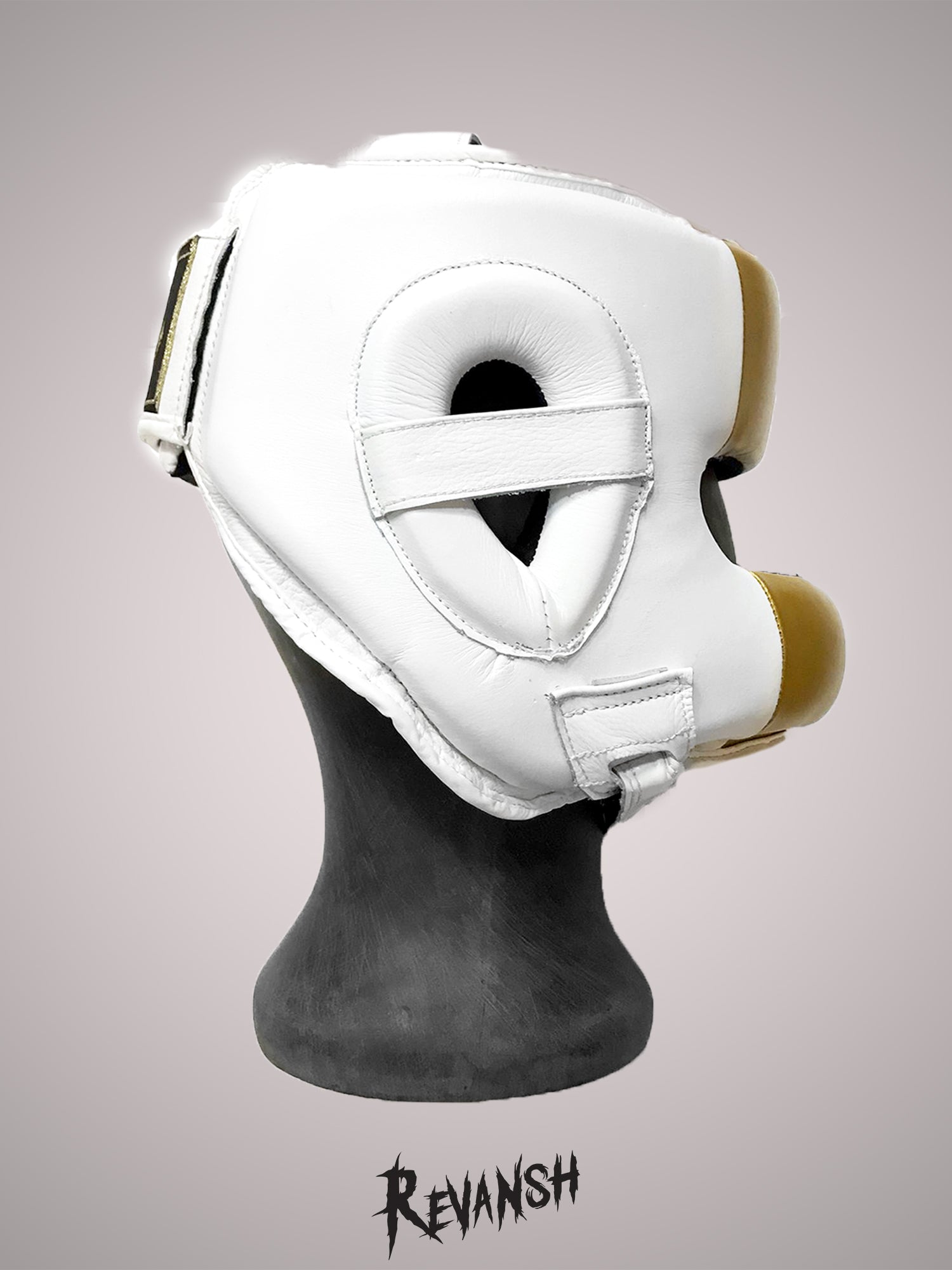 Bumper helmet, HGD009WTGN, white-gold, leather